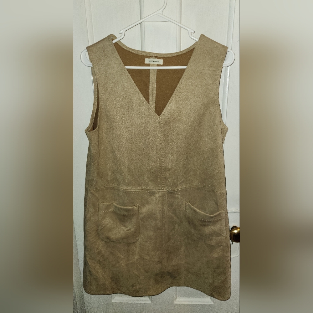 Tan Sleeveless Suede Dress